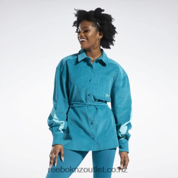 Seaport Teal 2B4626291 Cardi B Corduroy Cover-Up Reebok Women