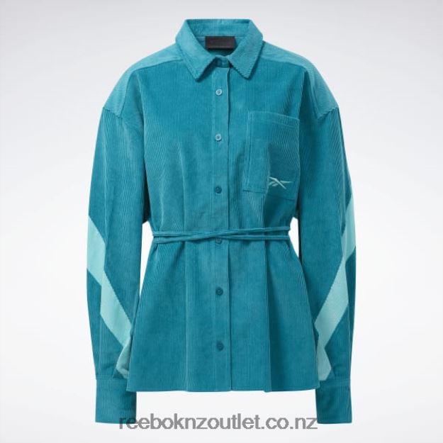 Seaport Teal 2B4626291 Cardi B Corduroy Cover-Up Reebok Women