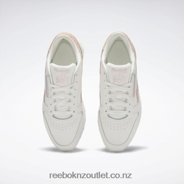 Chalk/Aura Orange 2B4626428 Classic Leather Women\'s Shoes Reebok