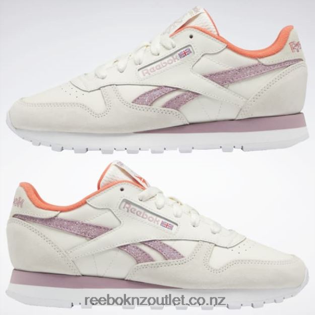 Chalk/Infused Lilac/Ftwr White 2B462681 Classic Leather Women\'s Shoes Reebok