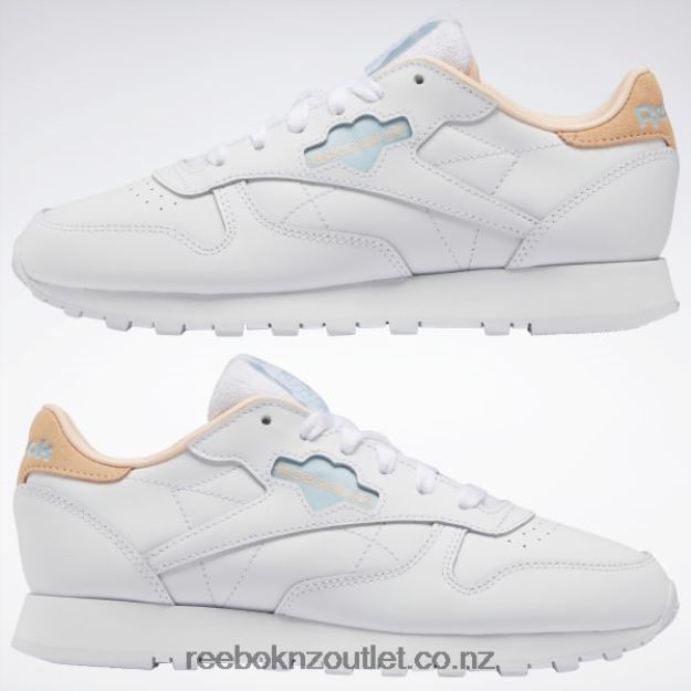Ftwr White/Blue Pearl/Aura Orange 2B4626424 Classic Leather Women\'s Shoes Reebok