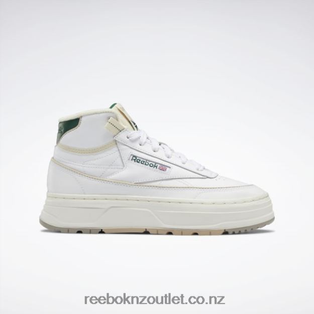 Ftwr White/Chalk/Dark Green 2B462661 Club C Geo Mid Women's Shoes Reebok