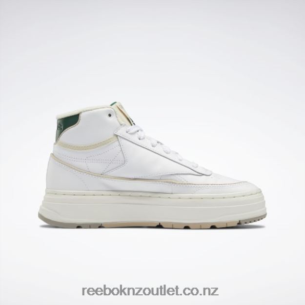 Ftwr White/Chalk/Dark Green 2B462661 Club C Geo Mid Women\'s Shoes Reebok