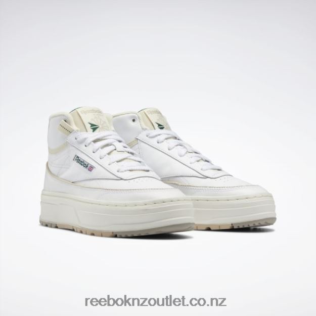Ftwr White/Chalk/Dark Green 2B462661 Club C Geo Mid Women\'s Shoes Reebok