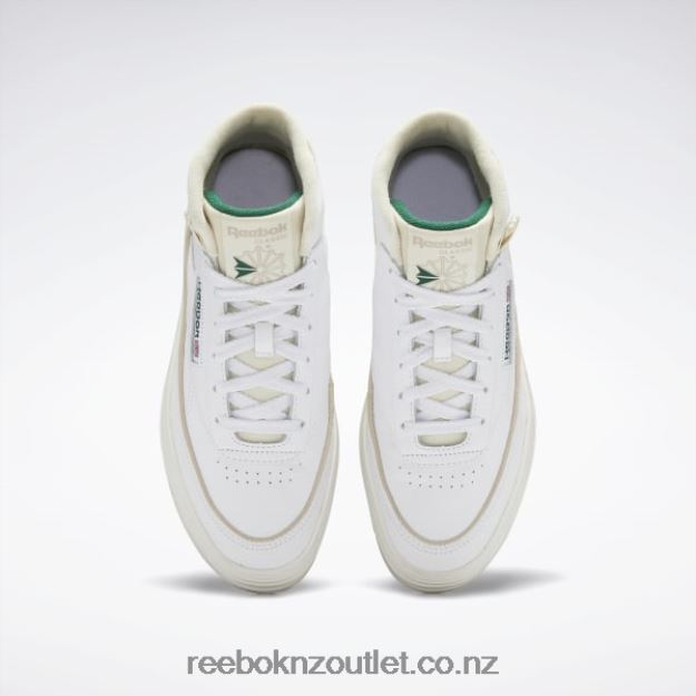 Ftwr White/Chalk/Dark Green 2B462661 Club C Geo Mid Women\'s Shoes Reebok