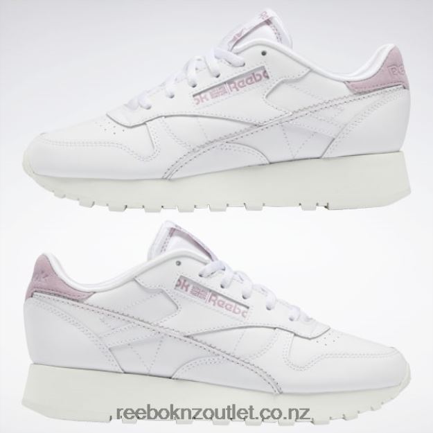 Ftwr White/Chalk/Infused Lilac 2B4626209 Classic Leather Make It Yours Women\'s Shoes Reebok