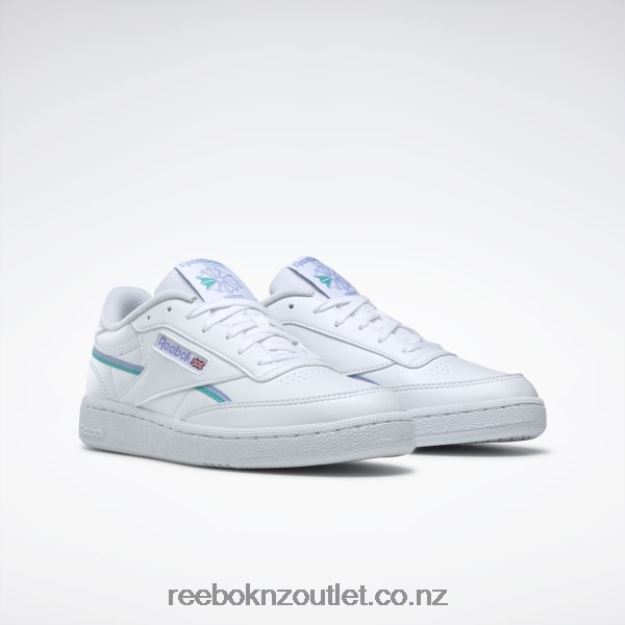 Ftwr White/Lilac Glow/Classic Teal 2B4626261 Club C 85 Vegan Women\'s Shoes Reebok