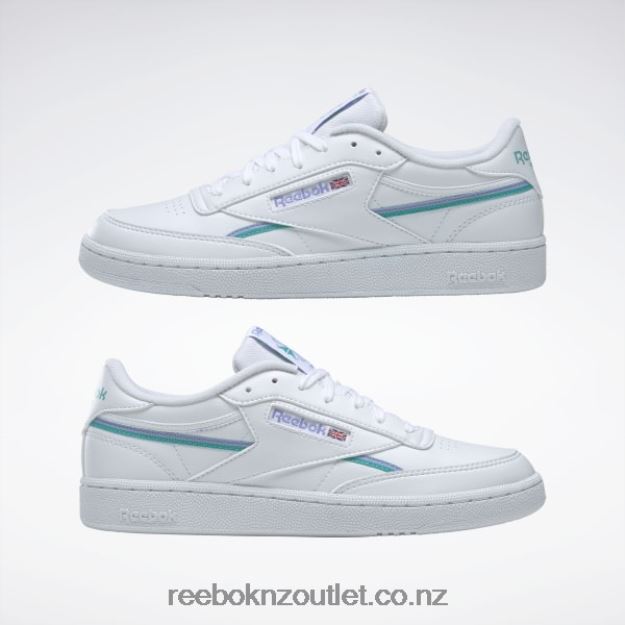 Ftwr White/Lilac Glow/Classic Teal 2B4626261 Club C 85 Vegan Women\'s Shoes Reebok