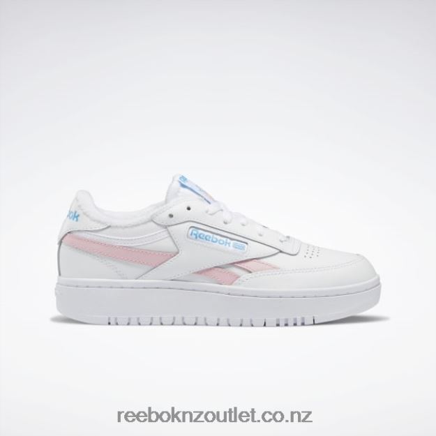 Ftwr White/Pink Glow/Radiant Aqua 2B4626267 Club C Double Revenge Women's Shoes Reebok