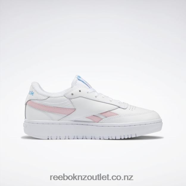 Ftwr White/Pink Glow/Radiant Aqua 2B4626267 Club C Double Revenge Women\'s Shoes Reebok