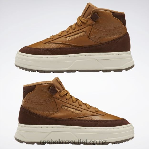 Wild Brown/Brush Brown/True Beige 2B4626439 Club C Geo Mid Women\'s Shoes Reebok