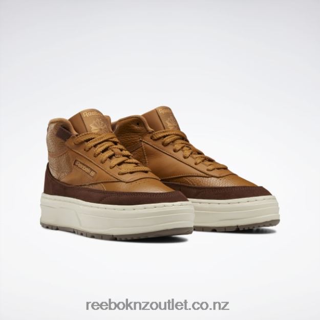 Wild Brown/Brush Brown/True Beige 2B4626439 Club C Geo Mid Women\'s Shoes Reebok