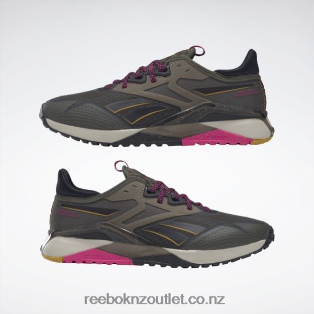 Army Green/Core Black/Proud Pink 2B4626162 Nano X2 TR Adventure Women\'s Training Shoes Reebok