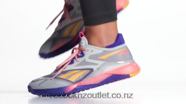 Pure Grey 3/Bold Purple/Orange Flare 2B4626328 Nano X2 TR Adventure Women\'s Training Shoes Reebok