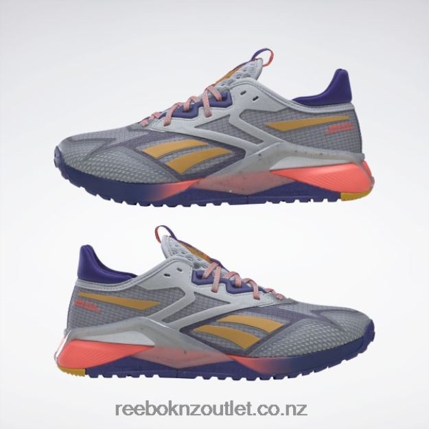 Pure Grey 3/Bold Purple/Orange Flare 2B4626328 Nano X2 TR Adventure Women\'s Training Shoes Reebok